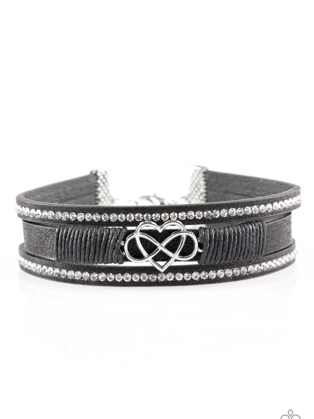Paparazzi Bracelet ~ Hustlin Heart Infinity - Black